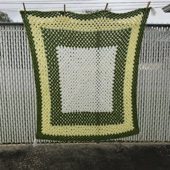 Granny Afghan Handmade Crocheted Vintage Square Cottagecore Grandmas Attic - Picture 1 of 6